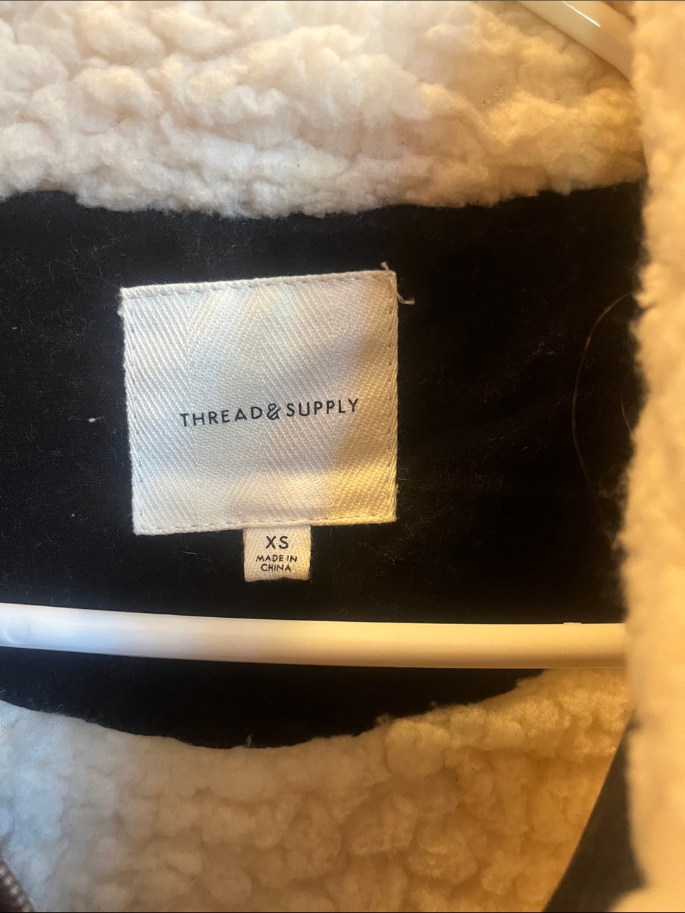 Thread & Supply Cream Quarter Zip Sherpa/Fleece Jacket with Black Trim - XS - Picture 2 of 4
